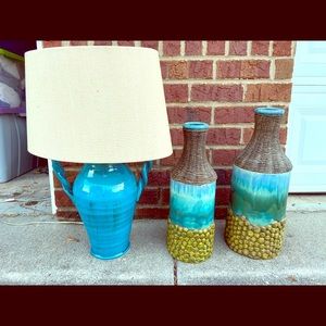 Lamp and two large/ X Large Vases